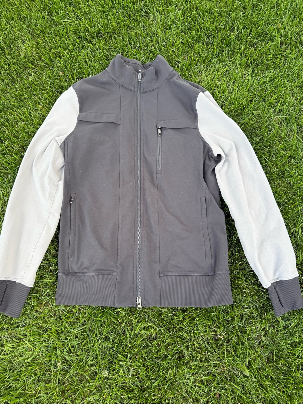 lululemon athletica Two-Tone Zip-Up Jacket in Gray and White